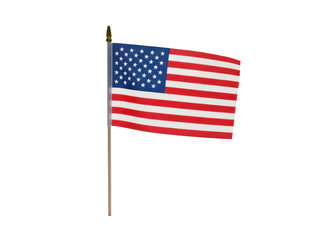 Fototapeta premium American flag waving on a pole isolated on transparent background