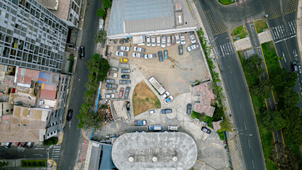 Vertical cityscape showing urban infrastructure and street layout.