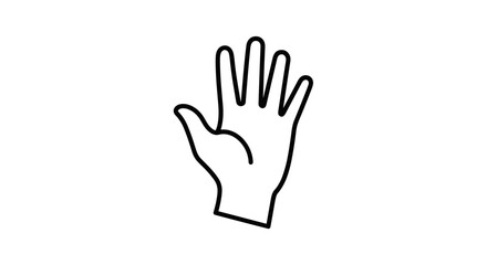 Fototapeta premium Simple Line Drawing of an Open Hand Showing Five Fingers.