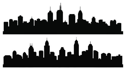Dramatic cityscape outline with two rows a striking silhouette © MDShawon