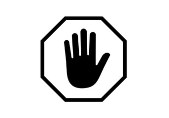 Obraz premium A perfect black silhouette of an perfect open hand inside a stop sign octagon shape