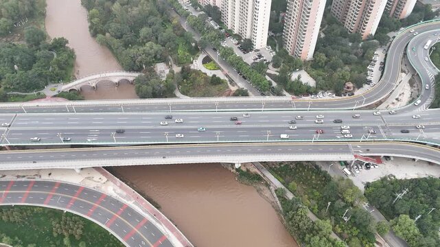 Xining Highway Interchange Aerial View - Chaoyang District Traffic