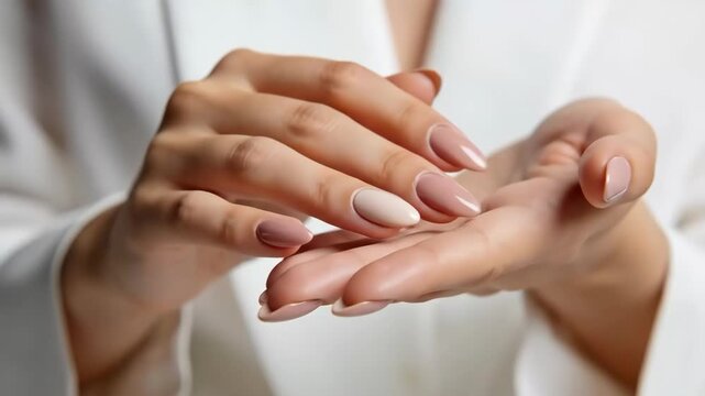 Natural manicure nude almond manicure glossy neutral nails soft pink nail art moisturized hand