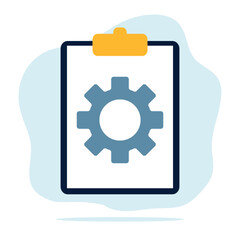 Obraz premium A screen with flat icon sets. Configuration and settings icons. Gears, checkmarks, and warning signs. Robots, documents, and user avatars. Vector previews on a design platform.