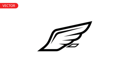Stylized Black Wing Icon Vector Graphic.