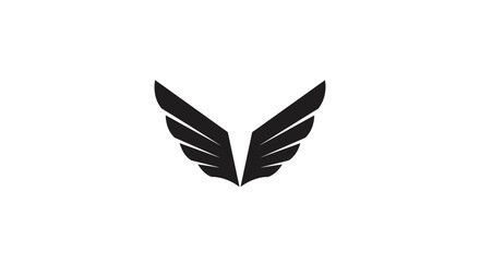 Obraz premium Stylized Black Wings Symbol on White Background.