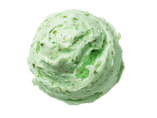 Obraz premium A scoop of refreshing pistachio ice cream, a delightful treat for a warm day. The scoop of ice cream features visible bits and a light green color Isolated Transparent Background, PNG