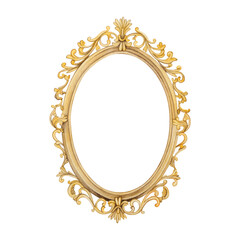 Vintage Baroque Style Golden Frame Watercolor Illustration