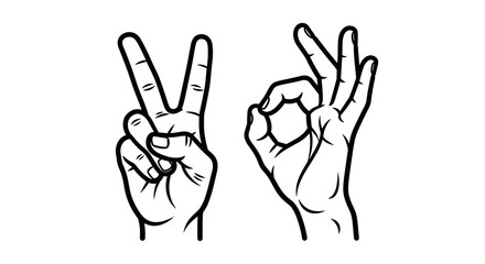 Fototapeta premium Two Hand Gestures Peace and Okay Sign.