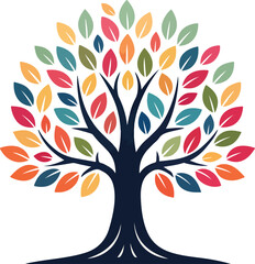 Obraz premium Stylized vector tree logo icon Natural Vector Tree Logo Illustration Nature Tree