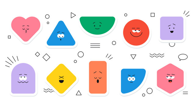 Emotion Shapes Colorful Geometric Characters with Faces
