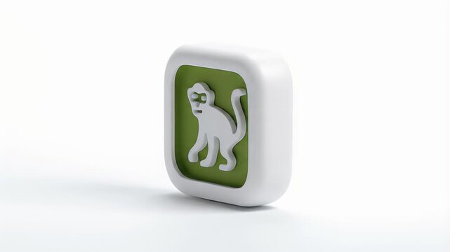 White square with a green background and a monkey illustration.