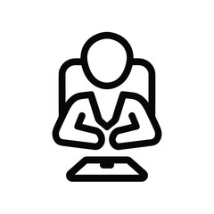 Icon of person flexing muscles on computer screen interface