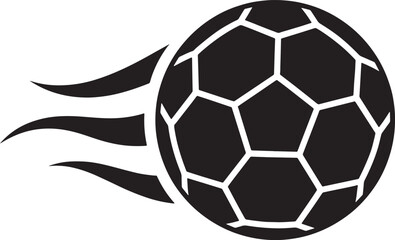 Fototapeta premium Fast Football Ball with Flame Trail Icon, Black and White Sports Vector