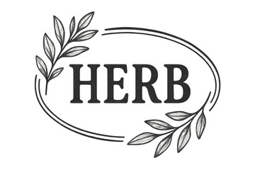 Obraz premium Hand drawing herb botanical logo frame transparent background