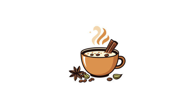 Chai Logo Design and Karak Milk Chai Illustration Vector