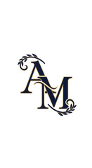 Elegant decorative monogram featuring stylized letters A and M.