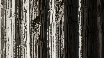 Fototapeta premium Textured Concrete Pillar With Vertical Grooves And Shadows