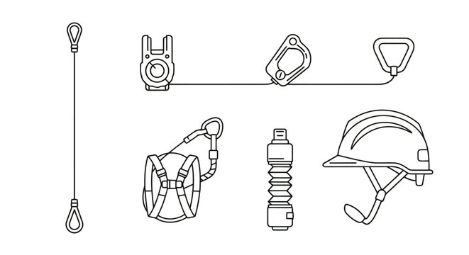 Industrial Lanyard and Fall Arrest Icons