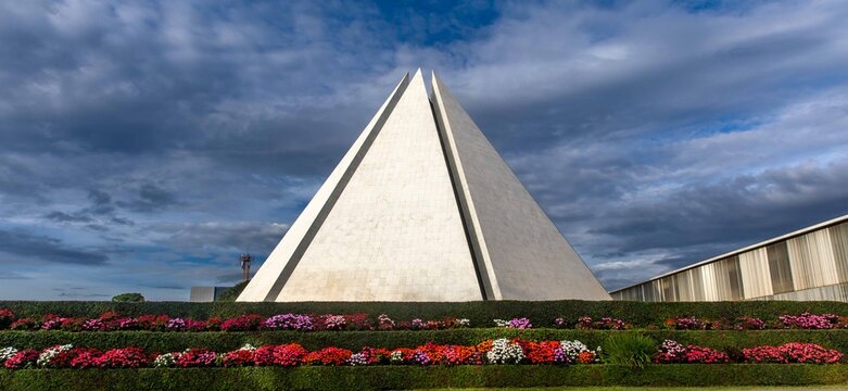 Brasilia, February 1, 2026. Pyramid with futuristic modernist architecture of the Temple of the Legion of Good Will.