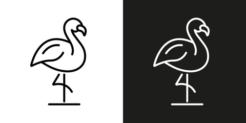 Obraz premium Garden Flamingo statue - vector editable line icon.