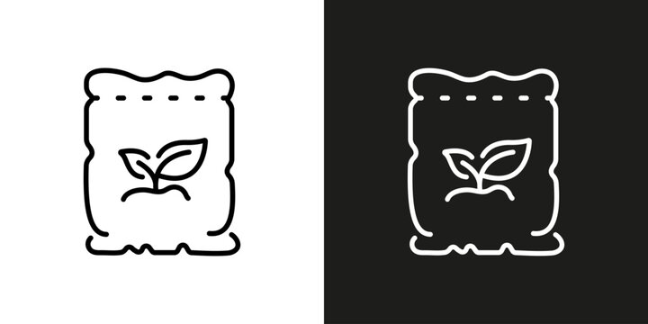 Seed packet, soil or fertilizer - vector editable line icon.