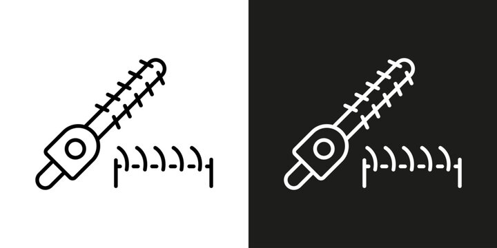 Grass and bush trimmer or edger - vector editable line icon.