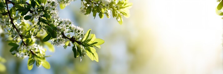 Tree with green leaves and white flowers