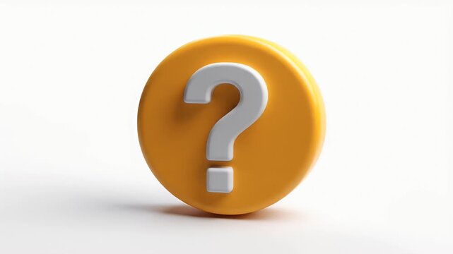 Yellow Question Mark Icon on White Background.