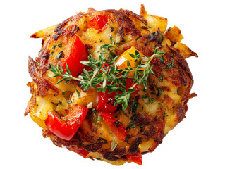 A delicious and appetizing serving of food, featuring a potato and bell pepper dish Isolated Transparent Background, PNG