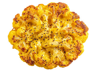 Delicious roasted cauliflower seasoned with sesame seeds, a healthy and appetizing dish Isolated Transparent Background, PNG