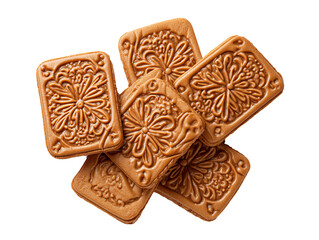 Delicious caramel cookies in intricate design, a delightful treat for any occasion Isolated Transparent Background, PNG