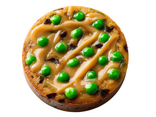 A delicious, colorful cookie with green candy, chocolate and frosting, creating a delightful treat. Isolated Transparent Background, PNG