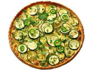 A delicious vegetable tart featuring fresh zucchini and jalape&ntilde;os. The dish presents a culinary experience Isolated Transparent Background, PNG