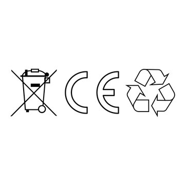 Environmental symbols for recycling and safety guidelines