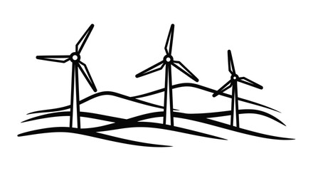 Wind turbines on rolling hills a striking black silhouette © SHM707k