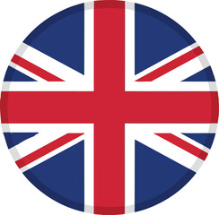 Obraz premium United Kingdom Flag Circle Icon UK British Round Badge Symbol Isolated on White Background