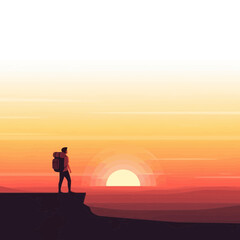 Fototapeta premium Adventurous Hiker Embraces Majestic Sunrise Over Awe-Inspiring Horizon