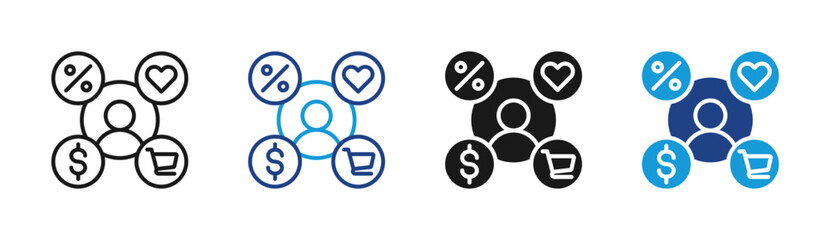 Customer Engagement icon set multiple style collection