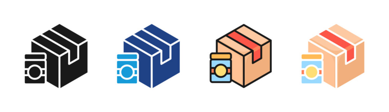 Package Delivery icon set multiple style collection