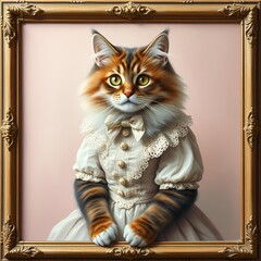 Vintage portrait of a fluffy cat 