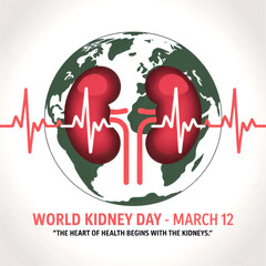World Kidney Day Medical Poster with ECG and Globe