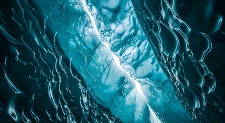 Glowing blue ice formation with intricate cracks and frozen textures