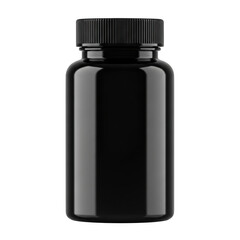 Fototapeta premium Black plastic bottle with screw cap on white background