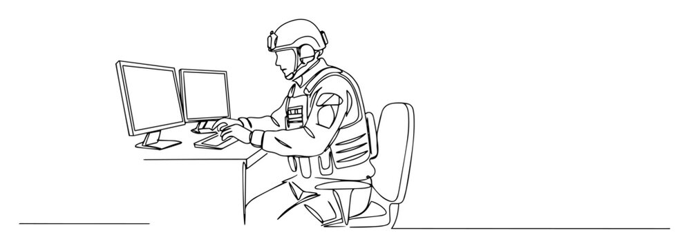 cyber specialist at dual screen setup monoline