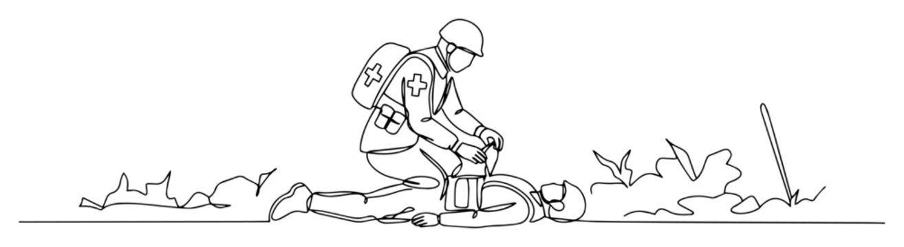 combat medic performing cpr on wounded soldier