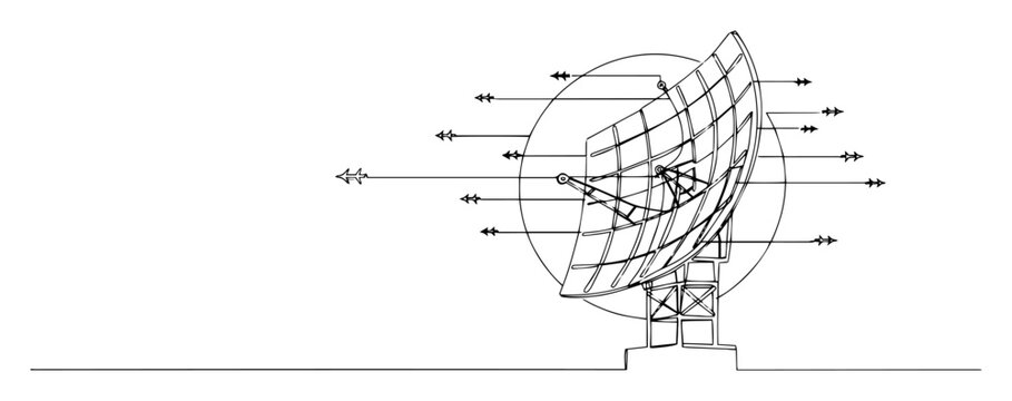 military radar antenna with directional signals &ndash; minimal outline vector