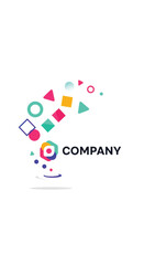 Obraz premium Abstract colorful geometric shapes forming a playful logo with the word COMPANY.
