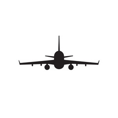 Silhouette of commercial airplane isolated on transparent background
