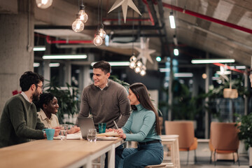 Fototapeta premium Diverse business team collaborating in modern office space